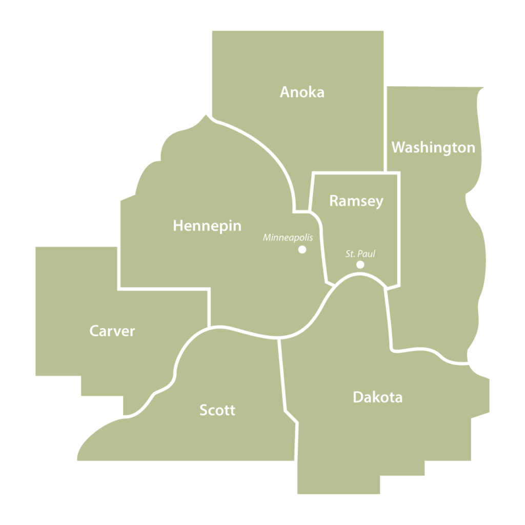 Twin Cities county map