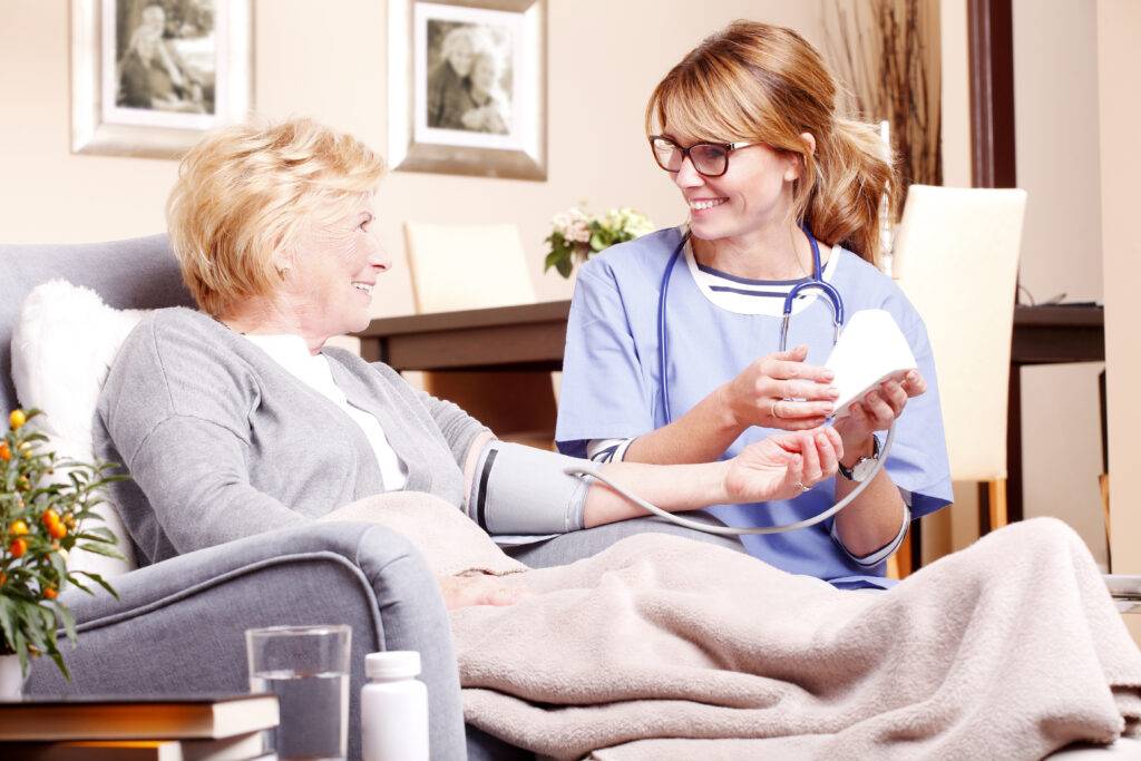 Older Woman Checking blood pressure
